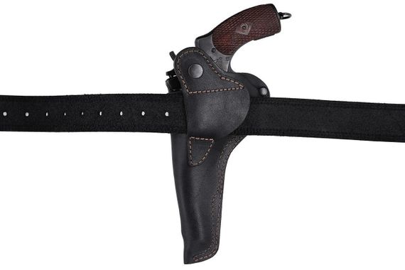 Кобура під Наган поясна  прихованого носіння не формована зі скобою шкіряна чорна | Зображення 6