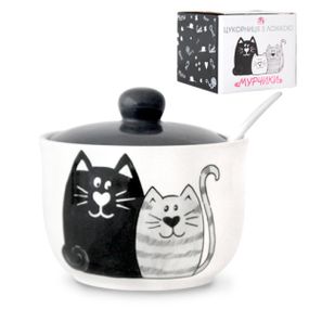 Сахарница керамическая с ложкой 450мл Cats Joy
