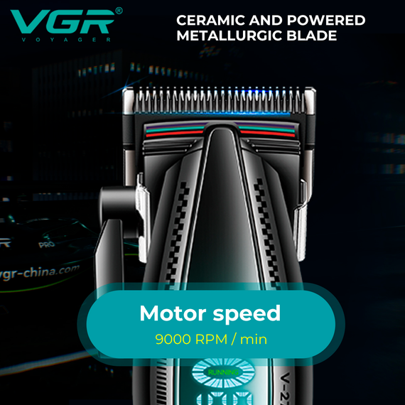 Аккумуляторная машинка для стрижки VGR V-270, 6 насадок, 9000 RPM, 2500 mAh, LED дисплей | Зображення 5
