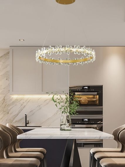 Люстра світлодіодна підвісна LED світильник для квартири на стелю лед 26585 Золото 15-150х40х40 см.