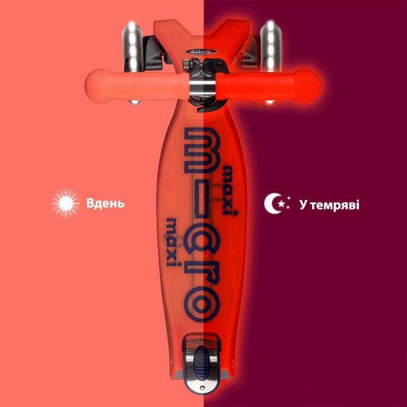 Трехколесный самокат Maxi Deluxe Glow LED Red (Красный со светящимися колесами) | Зображення 6