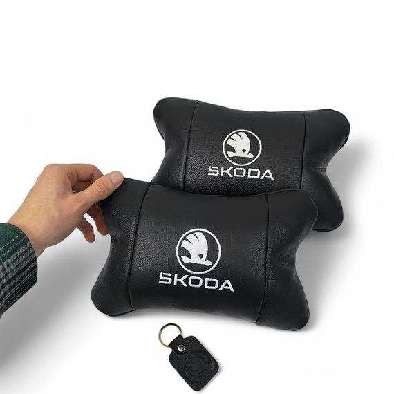 Автомобильные подушки 2 шт на подголовник Skoda / Вред, из натуральной кожи, стильный аксессуар для вашего авто | Зображення 8