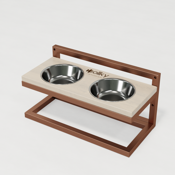 Миски на регульованій підставці для маленьких собак Hollky Flex S (2 × 0.450 л) FS-422523-GLWH