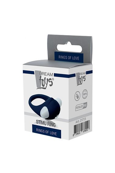 Ерекційне кільце віброкільце насадка на член Dream Toys Rings of Love Stimu Ring Blue — силіконове, еластичне | Зображення 2