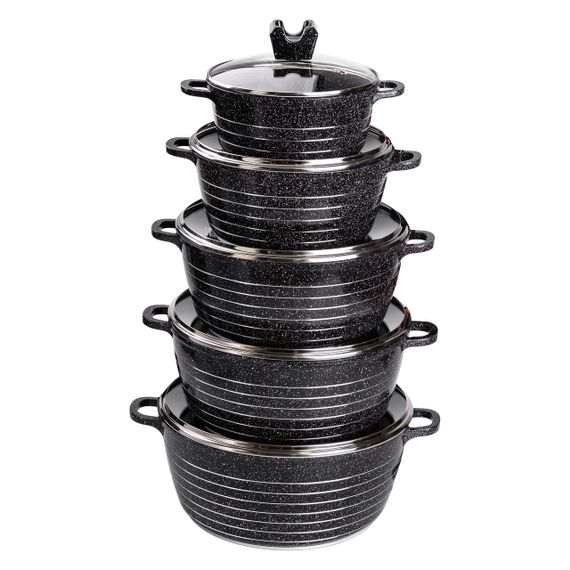 Набор из 5 хозяйственных кастрюль, 2,5-9 литров, толстое дно, алюминий MGC HP-4-411B | Зображення 1