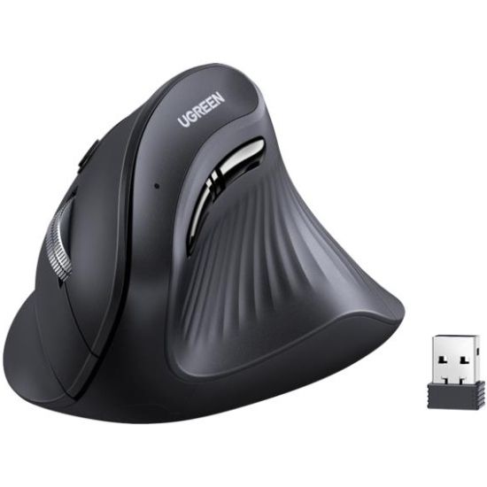 Мишка UGREEN 2.4GHz MU008, бездротова, вертикальна 4000dpi., 4кн., Чорна | Зображення 3
