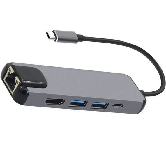Хаб USB-хаб XoKo AC-500 Type-C to RJ45+HDMI+2xUSB 3.0 XK-AC500-SL чорний (43574-_271) | Зображення 3