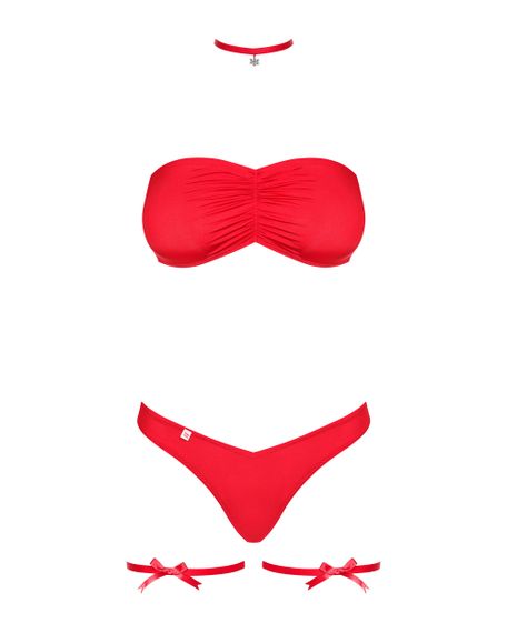 Новорічний ігровий костюм снігуроньки Obsessive Kissmas set Червоний L/XL | Зображення 2