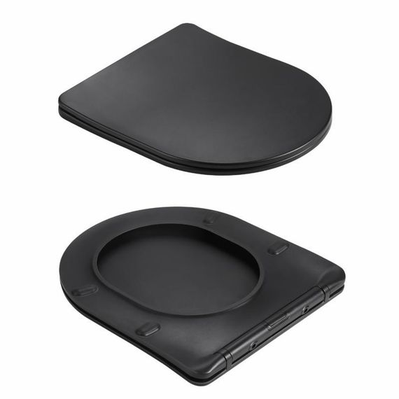 Унитаз подвесной Qtap Jay Ultra Quiet 485х360х320 мм, Matt Black, сиденьем Slim Duroplast/ Soft-close/ Quick Relase QT07335177MB | Зображення 7