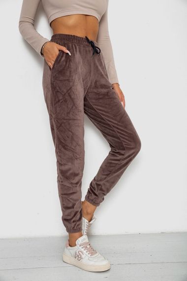 Спортивные штаны велюровые женские на флисе, цвет мокко, 238R58644 | Зображення 2