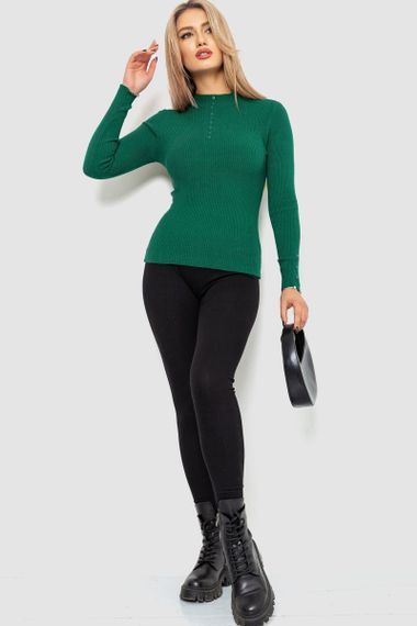Водолазка жіноча в рубчик, колір зелений, 204R044 | Зображення 1