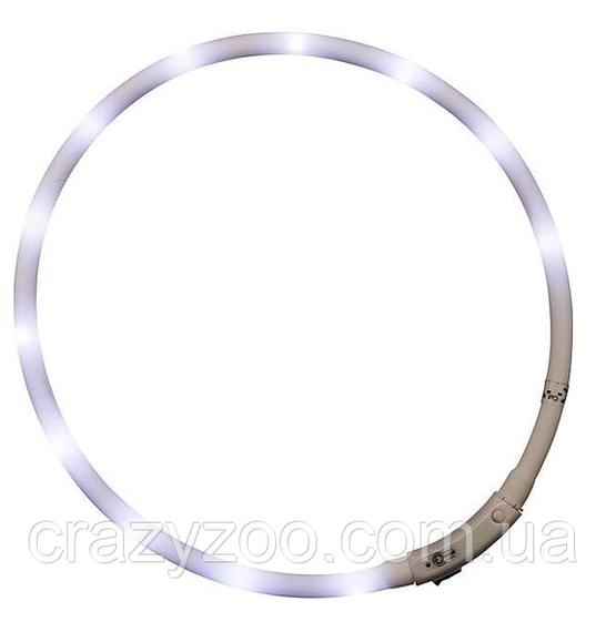 Ошейник для собак LED светящийся белый 70 см 6640