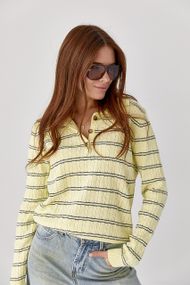 Кофта-поло на ґудзиках у косичку - лимонний цвет, ONE SIZE (є розміри)