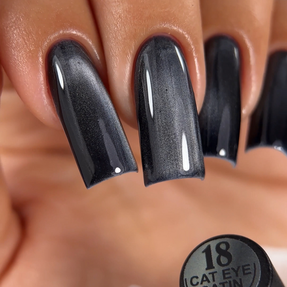 Гель-лак сатиновая кошка Crooz №18 Satin Cat (сатиновый темно-графитовый) 8мл | Зображення 1