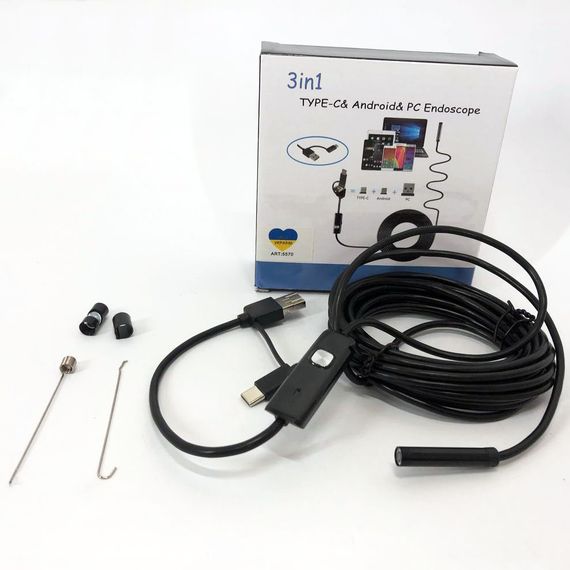 Камера эндоскоп с кабелем на 2 метра 7 мм USB/micro USB EX-445 с подсветкой | Зображення 2