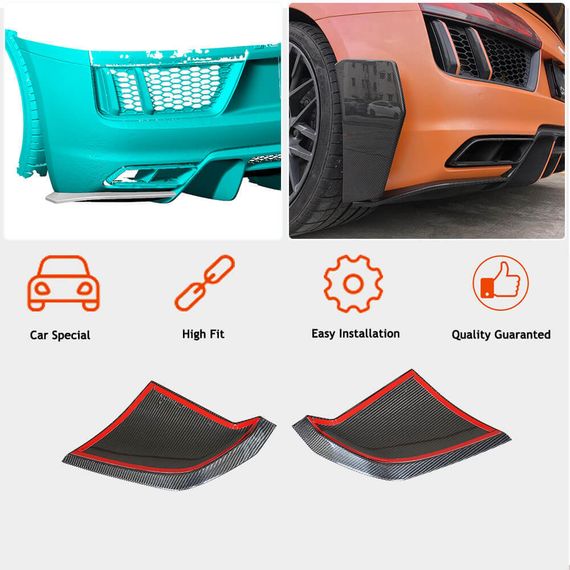 Спліттери заднього бампера V2 (2015-2020, Карбон) для Ауди R8 2015- рр | Зображення 1