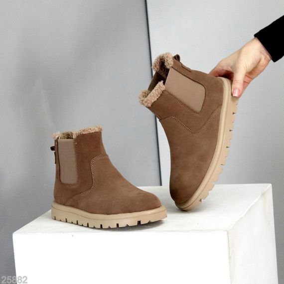 Повседневные зимние замшевые ботинки челси цвет Моко 38