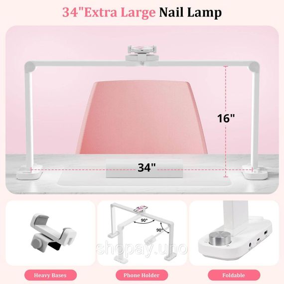 Настольная LED-лампа (F-800E) / Настольная лампа для маникюра / Лампа с деражетелем для телефона 40Вт | Зображення 3