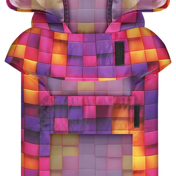 Дощовик-накидка з капюшоном для собак WAUDOG Clothes, малюнок "Куби 3Д", XL, А 55-61 см, B 68-80 см, С 42-52 | Зображення 3