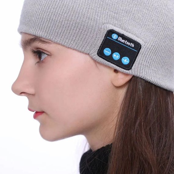 Портативная колонка ШАПКА с bluetooth наушниками SPS Hat BT True. Цвет: серый PJ-26 | Зображення 2