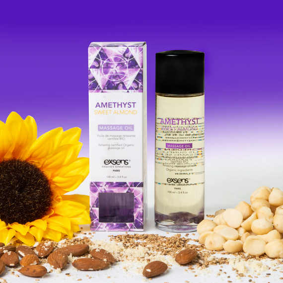 Масажна олія EXSENS Amethyst Sweet Almond (розслаблювальна, з аметистом) 100мл, натуральна | Зображення 4