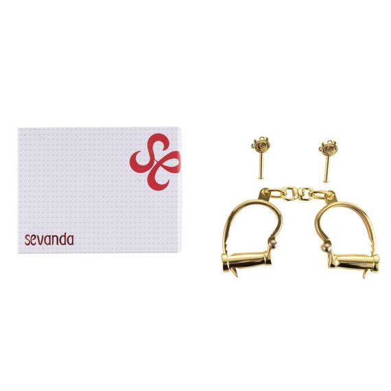 Наручники LOCKINK Love-slave Handcuffs, золотисті, металеві, у формі стремен | Зображення 6
