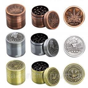 Гриндер металлический Amsterdam Leaf| 4-part Zinc Grinder 40 mm
