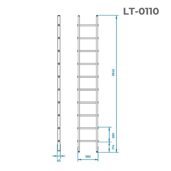Лестница приставная Intertool - 2840 мм х 10 ступеней (LT-0110) | Зображення 1