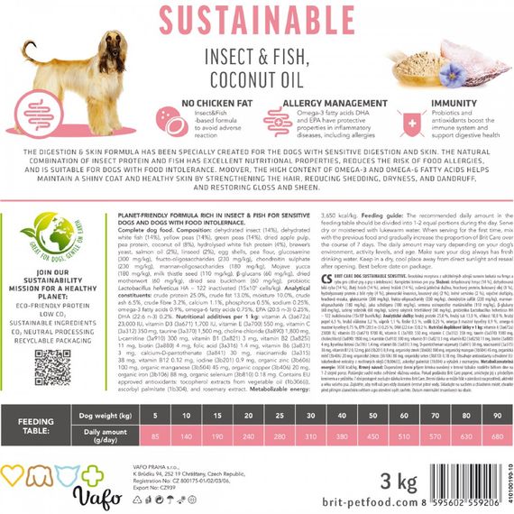 Корм сухий Brit Care Dog Sustainable Sensitive для собак з чутливим травленням з рибою та комахами 1 кг | Зображення 4