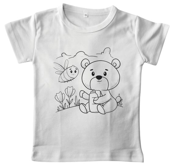 Детский набор для творчества Футболка раскраска Мишка белая (ДФ0007) 158 | Зображення 4