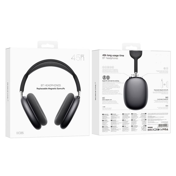 Накладные беспроводные наушники BOROFONE BO35 Plus Adorable ANC Deep space gray | Зображення 3