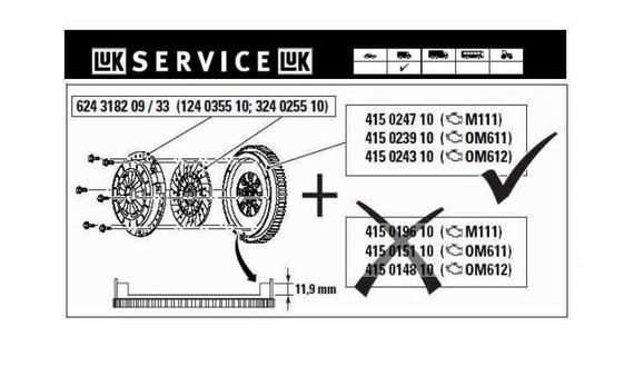 Комплект зчеплення Mercedes Benz Sprinter 2.2CDI 2.7CDI, 03-06, d=240mm, OM611 OM612 OM647 624 3182 09 | Зображення 6