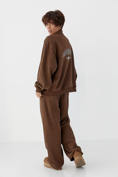 Зимовий спортивний костюм з написами - коричневий цвет, S/M (є розміри) | Зображення 1