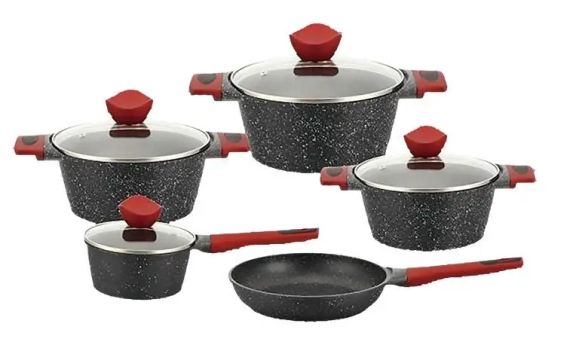 Набір каструль BN-338 9 предметів, ковшик 1,4 л; 2,4 л; 4л; 6,3 л; сковорода 24см | Зображення 2