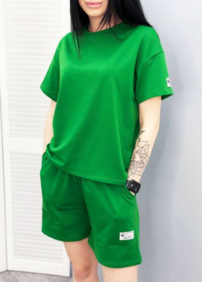 Женский летний костюм с шортами двухцветный GF07111 цвет зеленый, размер 46/48 | Зображення 1