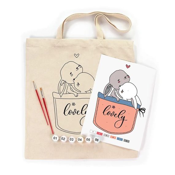 Набір для розфарбовування еко-сумки "Милі зайченята" N0003623 | Зображення 2