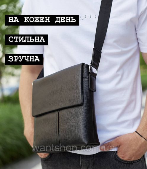 Мужская кожаная сумка мессенджер на плечо Кожаная сумку для мужчин Tiding Bag 39017 черная | Зображення 8