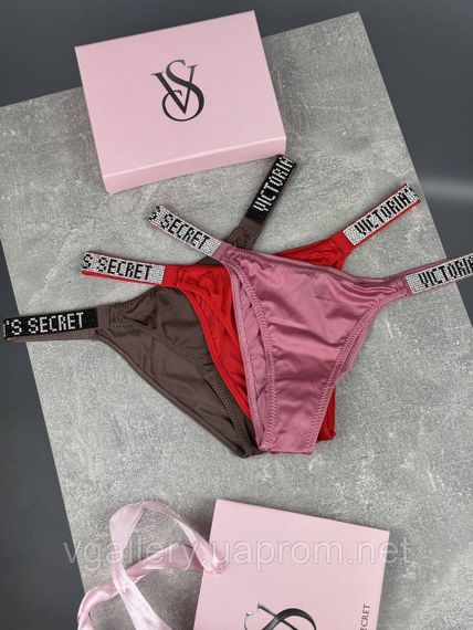 Жіночі сліпи Victoria's Secret зі стразами 3 шт набір, жіночі бріфи Вікторія Сикрет - набор  3 шт на вибір | Зображення 5