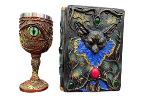 Подарунковий набір Келих 3D Око Зелений і Блокнот 3D «Лісовий Гримуар Лиси»