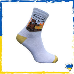 Носки унисекс с принтом This si fine мем. Носки с приколами 36-40