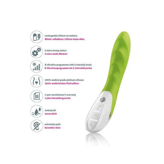 Потужний вібратор Mystim Sassy Simon Green з двома моторами і стимулюючим рельєфом | Зображення 6