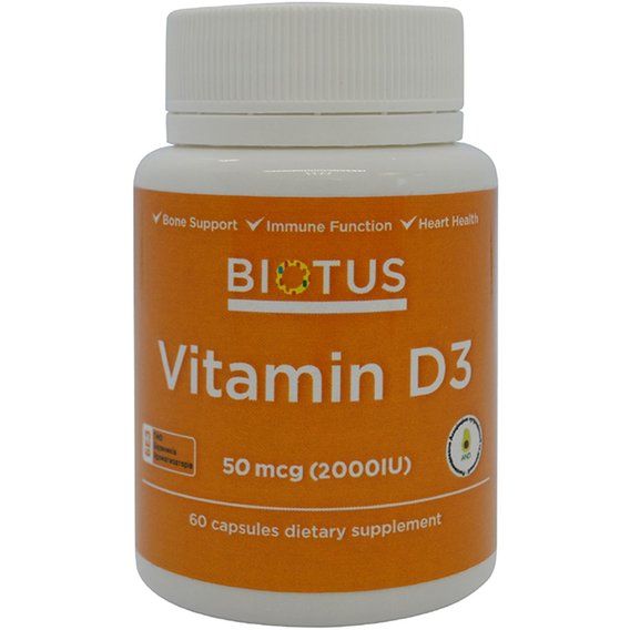 Вітамін D Biotus Vitamin D3, 2000 ME 60 Caps BIO-530074