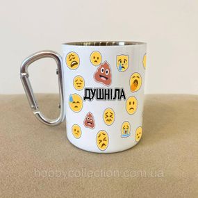 Кружка металева з карабіном "Душніла" 300 мл Біла