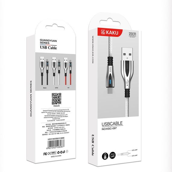 Кабель Kaku KSC-097 USB - Type-C 1.2m с индикатором - Black | Зображення 3
