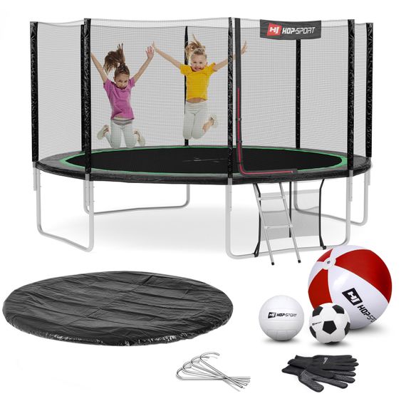 Батут Hop-Sport 14ft (427см) чорно-зелений з зовнішньою сіткою | Зображення 2