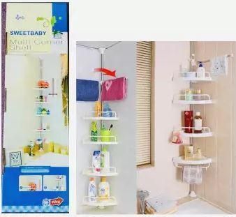 Кутова телескопічна полиця у ванну Multi Corner Shelf, Кутова полиця у ванну на розпірці. | Зображення 1
