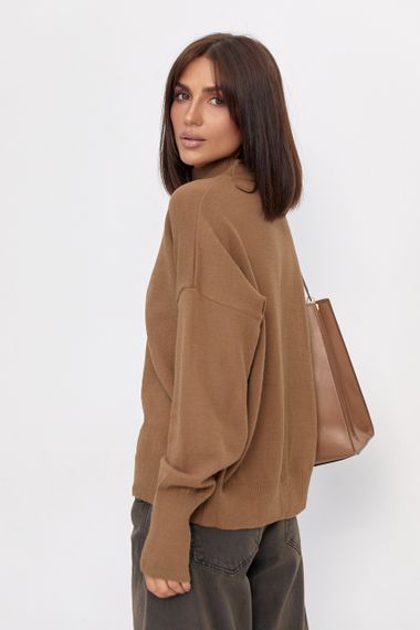 Жіночий гольф oversize - коричневий цвет, ONE SIZE (є розміри) | Зображення 1