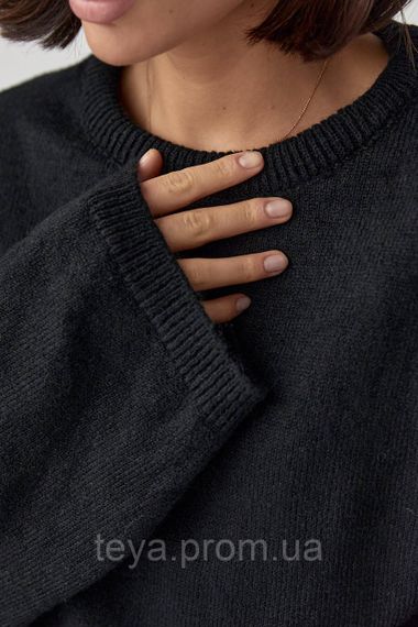 Однотонний в'язаний джемпер oversize колір чорний розмір S FL_000890 | Зображення 5