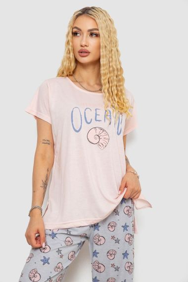 Пижама женская с принтом  -уценка, цвет розовый, 243R7134-U-1 | Зображення 1