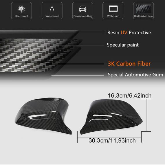 Накладки на Зеркала V2 (Карбон) для Infiniti Q50/Q60 2013-2024 гг | Зображення 5